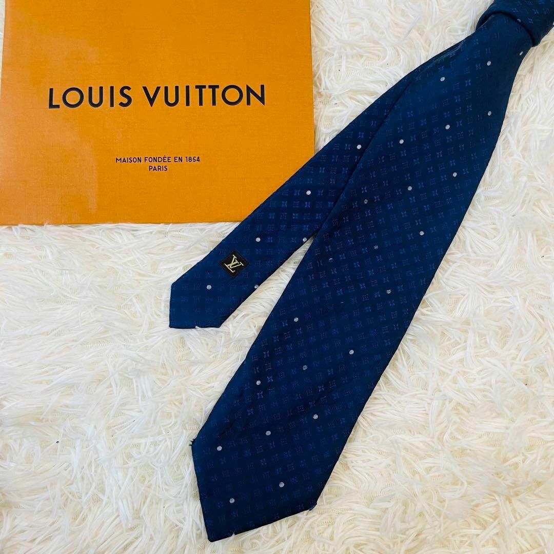 ルイ・ヴィトン ネクタイ モノグラム シルク 100% ネイビー ブルー LV | フリマアプリ ラクマ