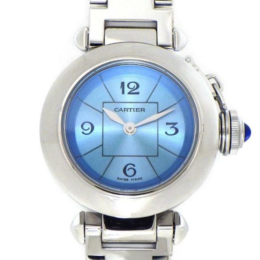 カルティエ Cartier 腕時計 ミス パシャ W3140024 1周年記念 日本限定モデル ブルー サンレイ 文字盤 SS クオーツアナログ