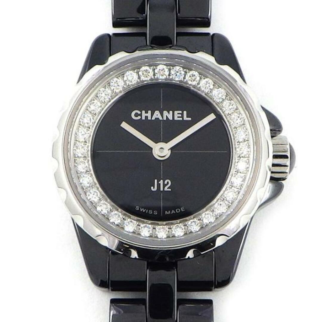 シャネル CHANEL 腕時計 J12 XS H5235 ダイヤフランジ 計約 0.27ct ダイヤ/ブラック 文字盤 SS ブラック セラミック 黒 クオーツアナログ