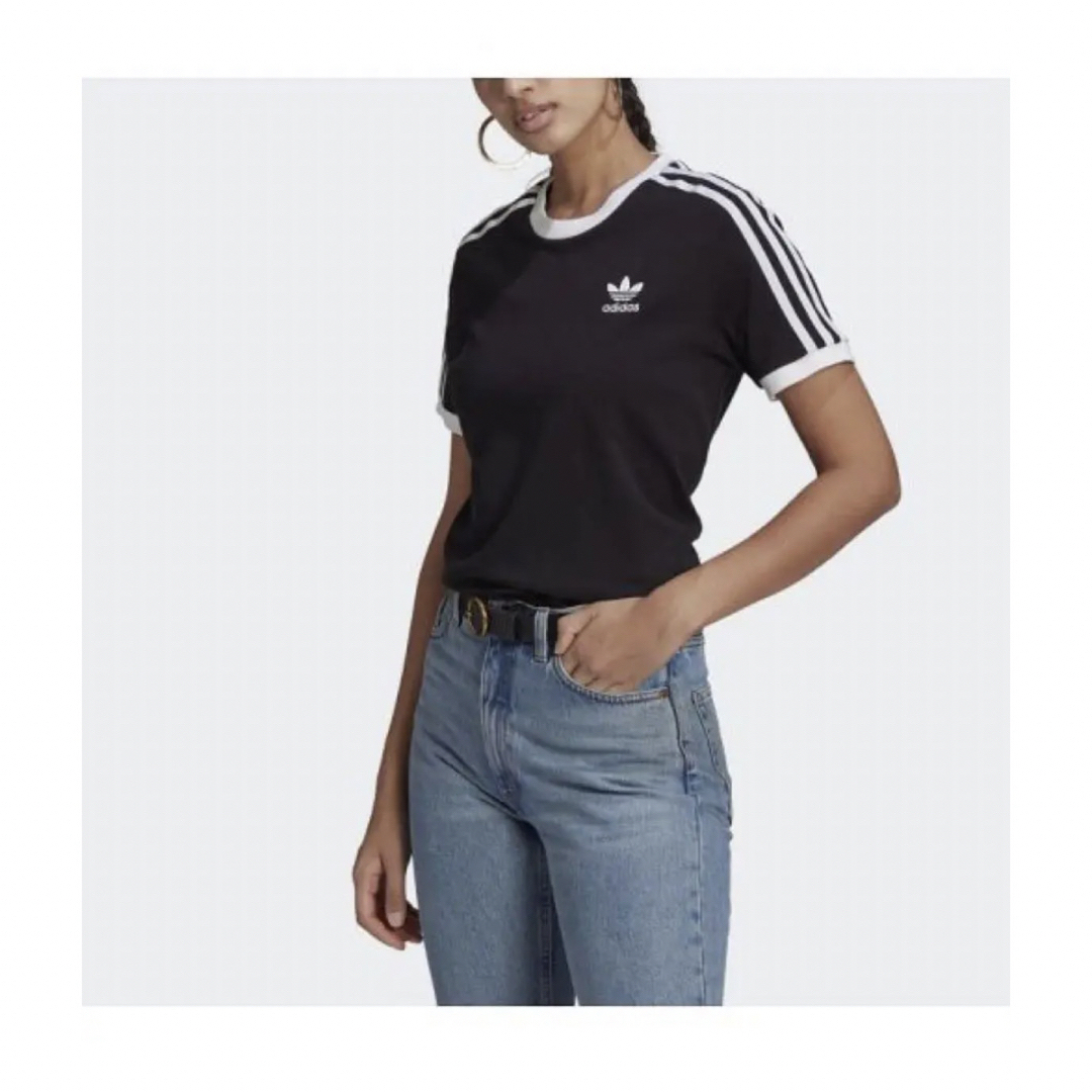 adidas(アディダス)のadidasライン Tシャツ ブラック レディース M レディースのトップス(Tシャツ(半袖/袖なし))の商品写真