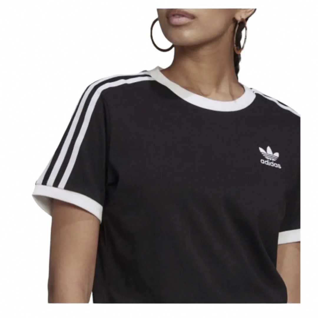 adidas(アディダス)のadidasライン Tシャツ ブラック レディース M レディースのトップス(Tシャツ(半袖/袖なし))の商品写真