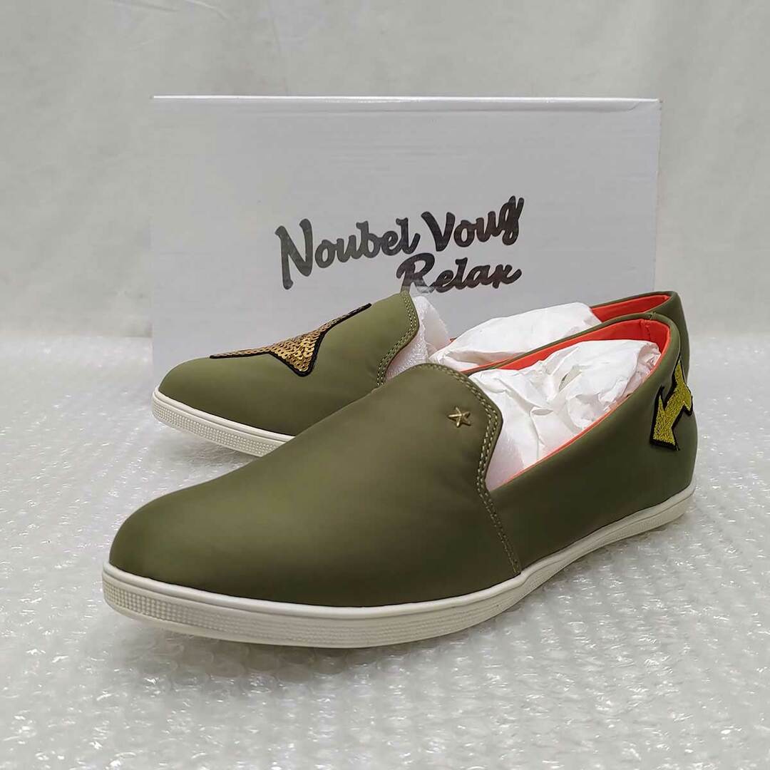 【未使用】NOUBEL VOUG Relax ヌーベルヴォーグ リラックス 星柄 スパンコール スリッポン シューズ LL カーキ レディース レディースの靴/シューズ(その他)の商品写真