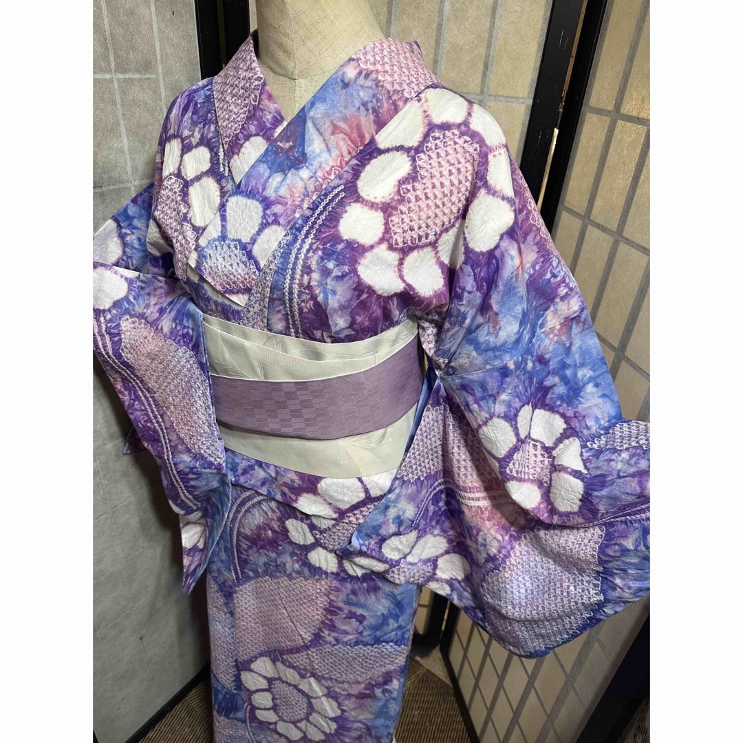 トールサイズ身幅大❢御所車に枝垂れ柳❢藍染❢有松鳴海絞り浴衣2点
