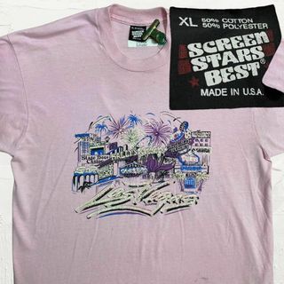 KSB 80s SCREENSTARS ビンテージ USA製 ピンク ラスベガス(Tシャツ/カットソー(半袖/袖なし))