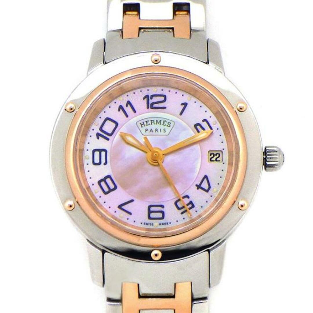 エルメス HERMES 腕時計 クリッパー CP1.221 デイト カレンダー ピンク