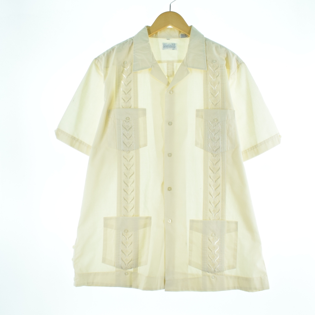 XL着丈GUAYABERA オープンカラー 半袖 メキシカンシャツ キューバシャツ メンズXL /eaa345145