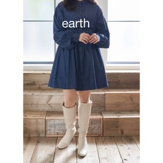 アースミュージックアンドエコロジー(earth music & ecology)の【アースミュージックアンドエコロジー】デニム シャツワンピース(ひざ丈ワンピース)