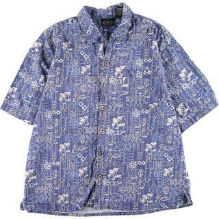 オーシャンパシフィック(OCEAN PACIFIC)の古着 オーシャンパシフィック Ocean pacific オープンカラー 総柄 ハワイアンアロハシャツ メンズXL /eaa338843(シャツ)