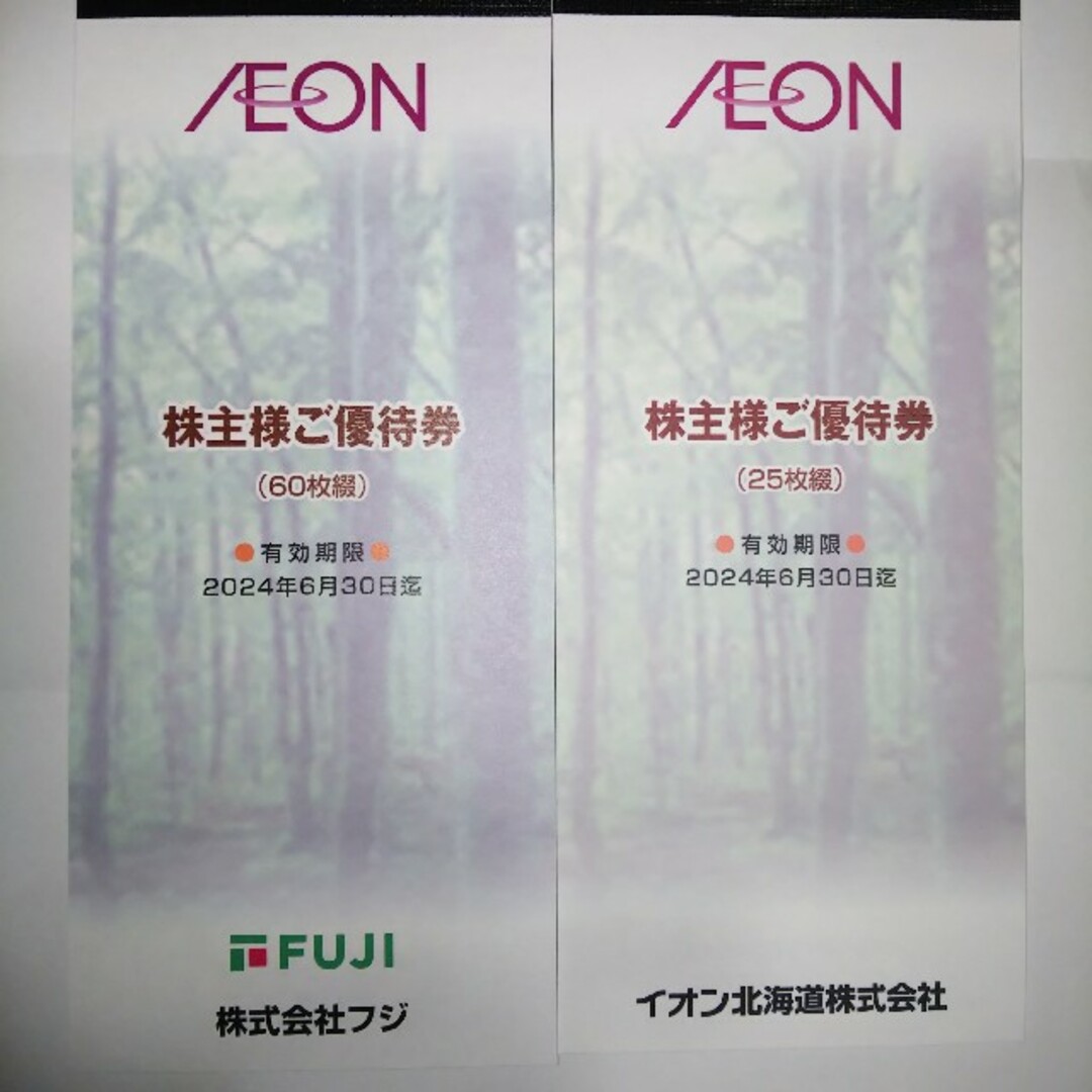 イオン北海道 フジ 株主優待 2500円分 6000円分 イオングループ 割引券 ...