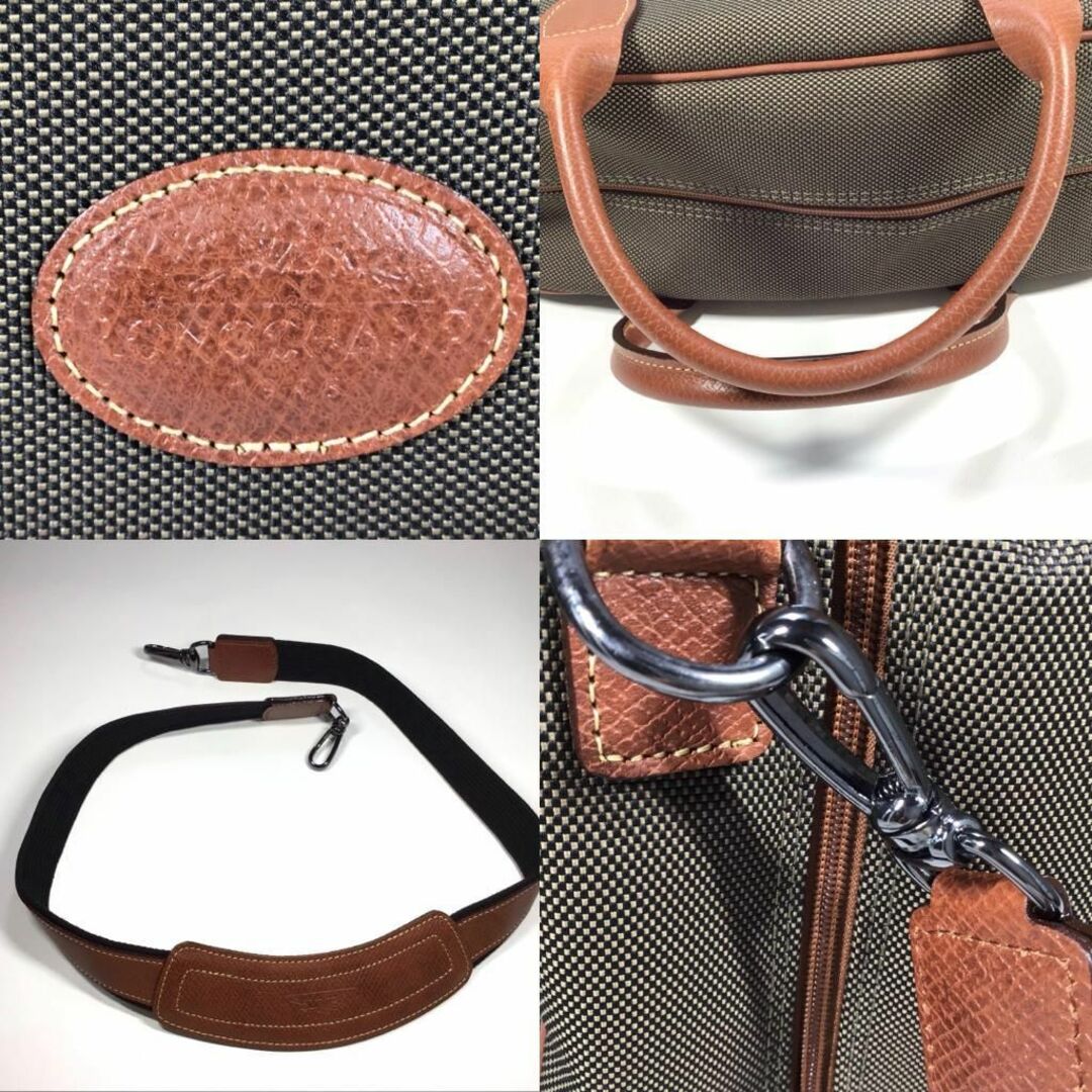 【美品】ロンシャン キャンバス 2WAY ボストン ハンドバッグ マルチケース付