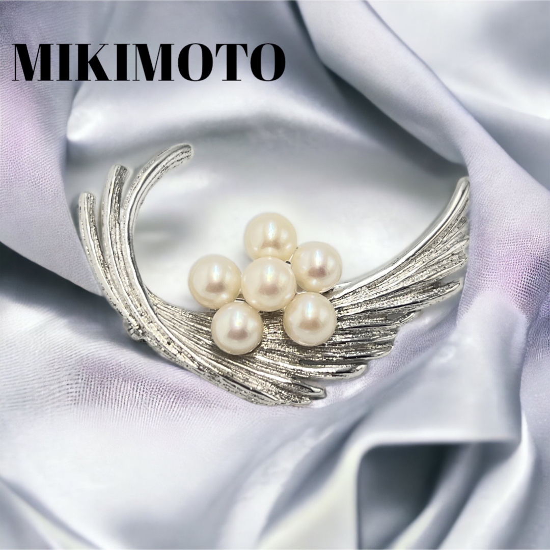 【美品】MIKIMOTO ブローチ パール 真珠 6珠 シルバー製