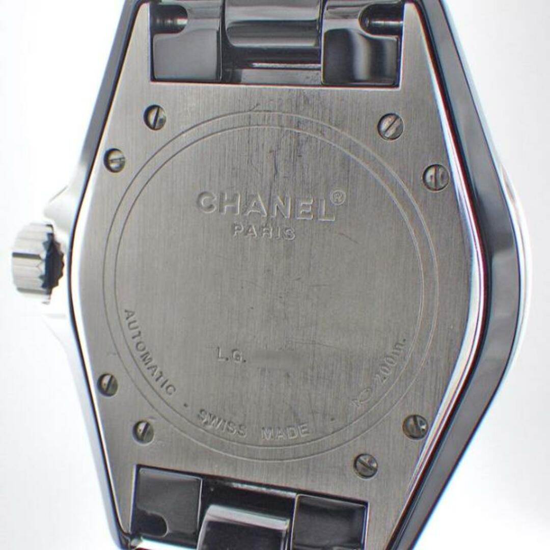 シャネル CHANEL 腕時計 J12 H1757 デイト カレンダー 回転ベゼル 12ポイント ダイヤモンド インデックス ブラック/パヴェ ダイヤモンド 文字盤 SS ブラック セラミック 黒 自動巻き