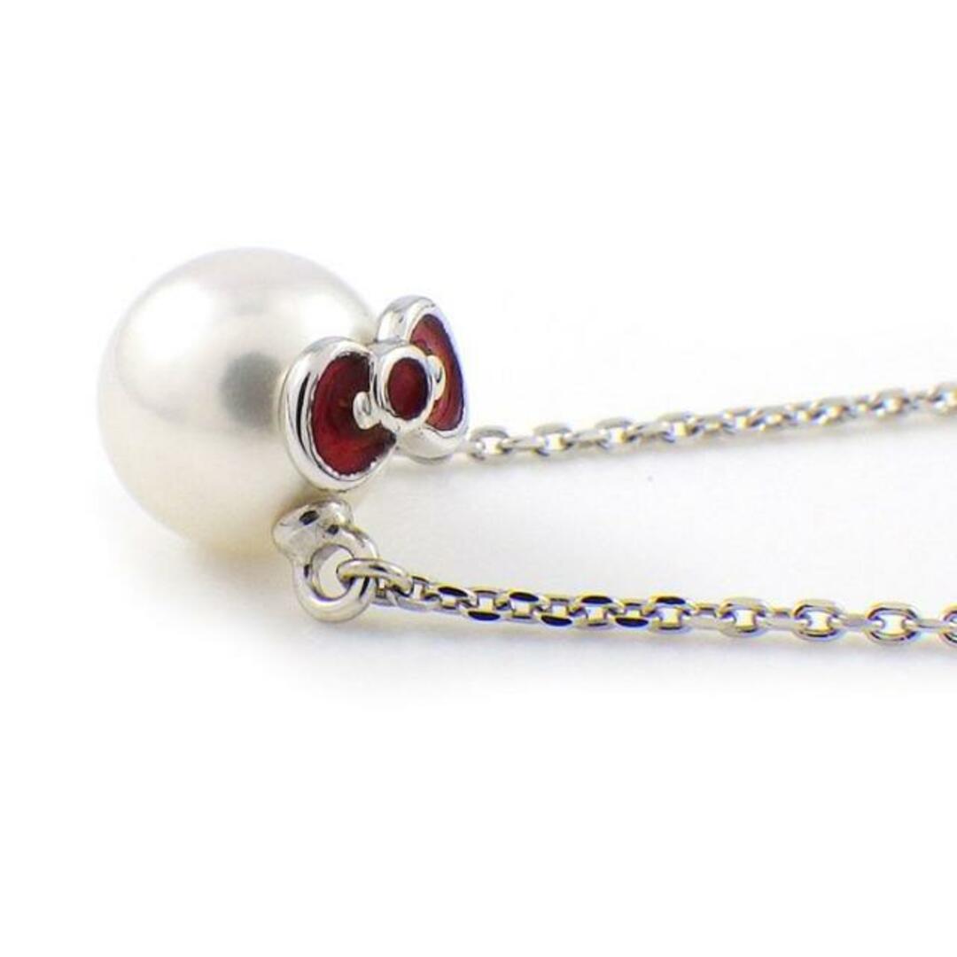 ミキモト MIKIMOTO ネックレス HELLO KITTY ハローキティ サンリオ コラボ 2014年 限定 リボン パール 7.0mm珠 レッド エナメル K18WG