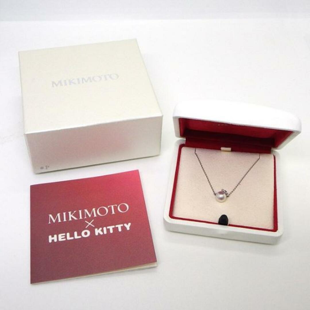 ミキモト MIKIMOTO ネックレス HELLO KITTY ハローキティ サンリオ コラボ 2014年 限定 リボン パール 7.0mm珠 レッド エナメル K18WG