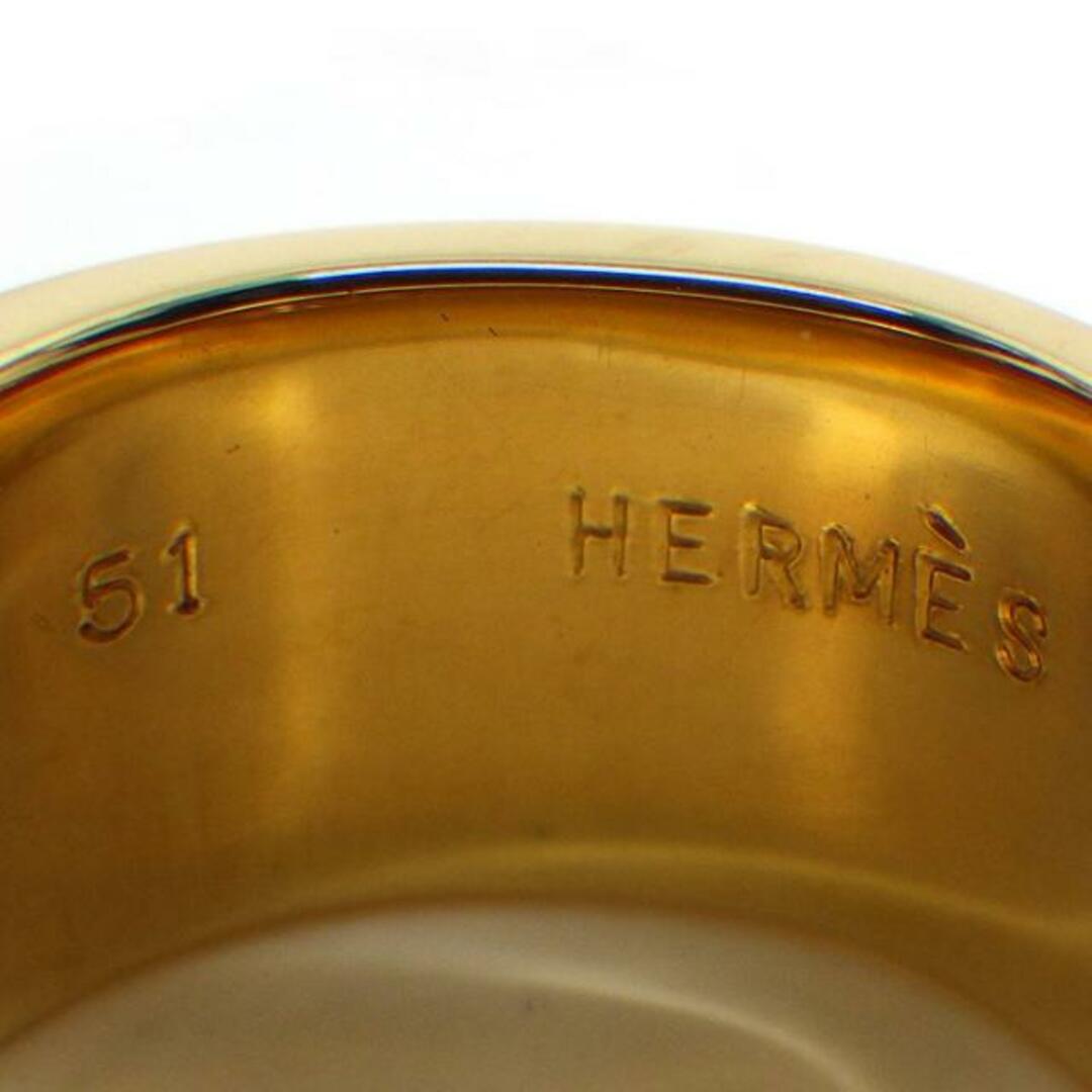 Hermes(エルメス)のエルメス HERMES リング コリエ ド シアン ピラミッド スタッズ ハニカム K18YG レッド 赤 エナメルラッカー 11号 / #51 【中古】 レディースのアクセサリー(リング(指輪))の商品写真