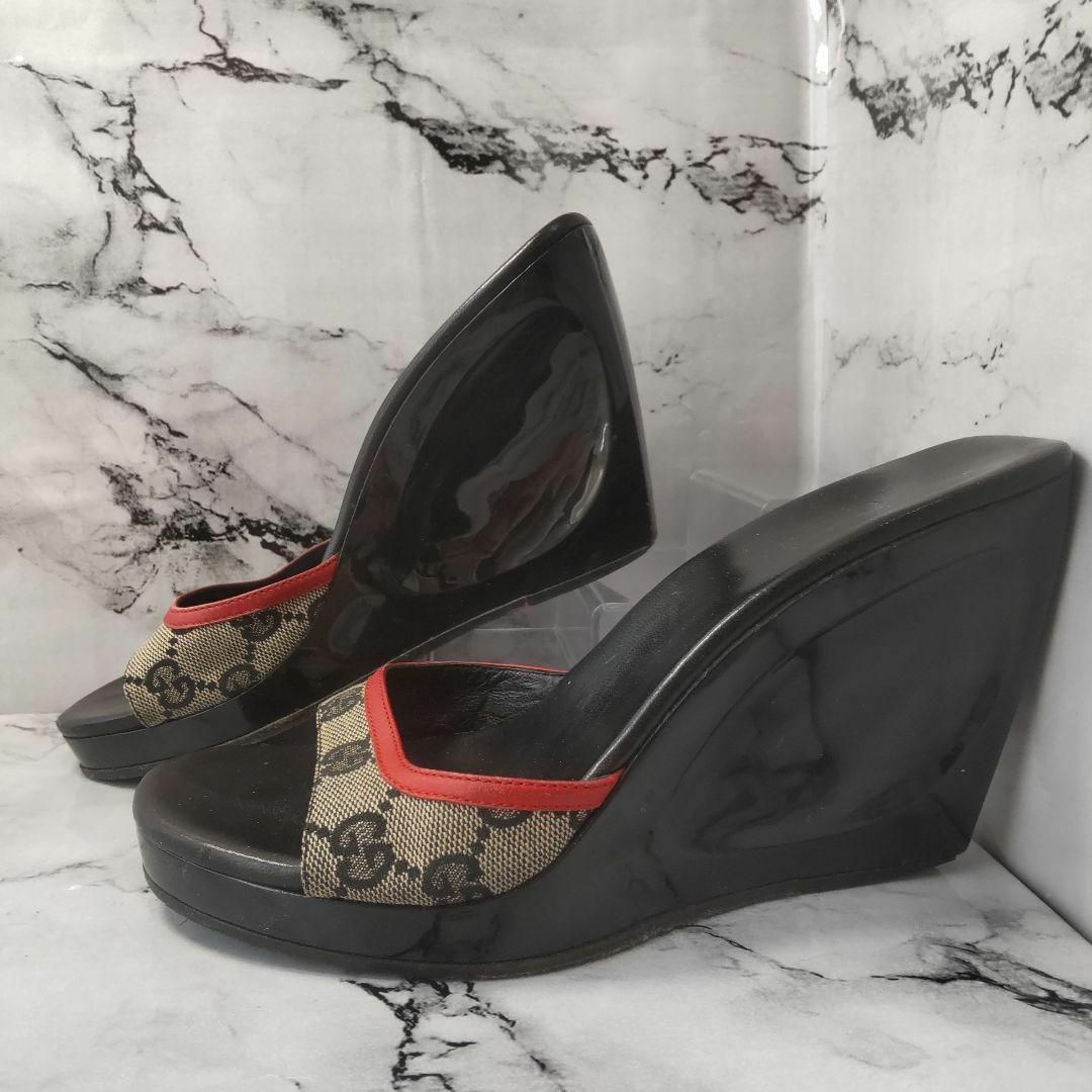 【希少】*GUCCI*ウエッジサンダル*23.5cm*黒*