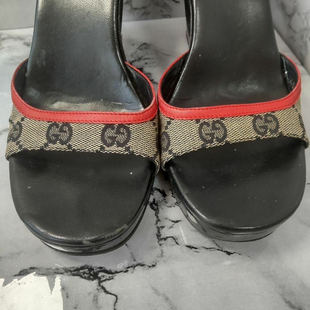 【希少】*GUCCI*ウエッジサンダル*23.5cm*黒*