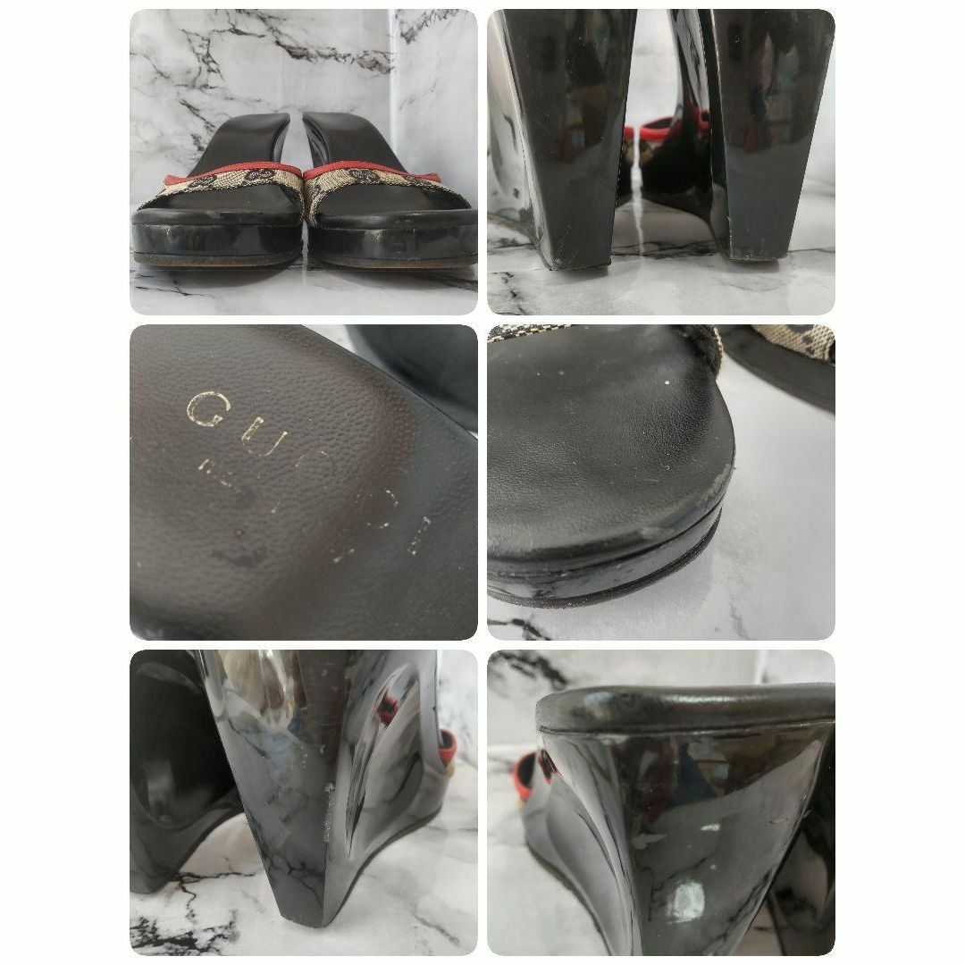 【希少】*GUCCI*ウエッジサンダル*23.5cm*黒*