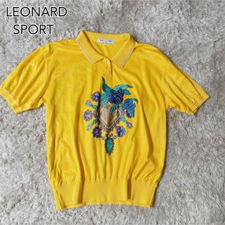 レオナール(LEONARD)のレオナール　スポーツ　ポロシャツ　黄色　LEONARD イエロー　花柄　刺繍(ポロシャツ)