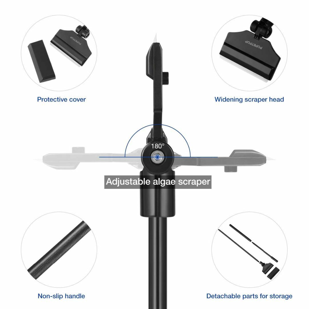 POPETPOP 水槽用 スクレーパー 65cm ステンレス コケ 苔 コケ取り 1