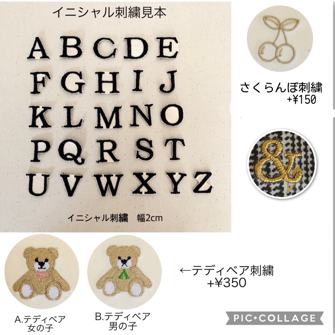 12文字まで可能　プチギフト★名入れ刺繍　大きめバッグポーチ ハンドメイドのキッズ/ベビー(外出用品)の商品写真