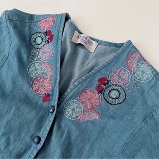 アナスイミニ(ANNA SUI mini)のANNA SUI MINI  ワンピース　デニム　刺繍　120  M 羽織り(ワンピース)