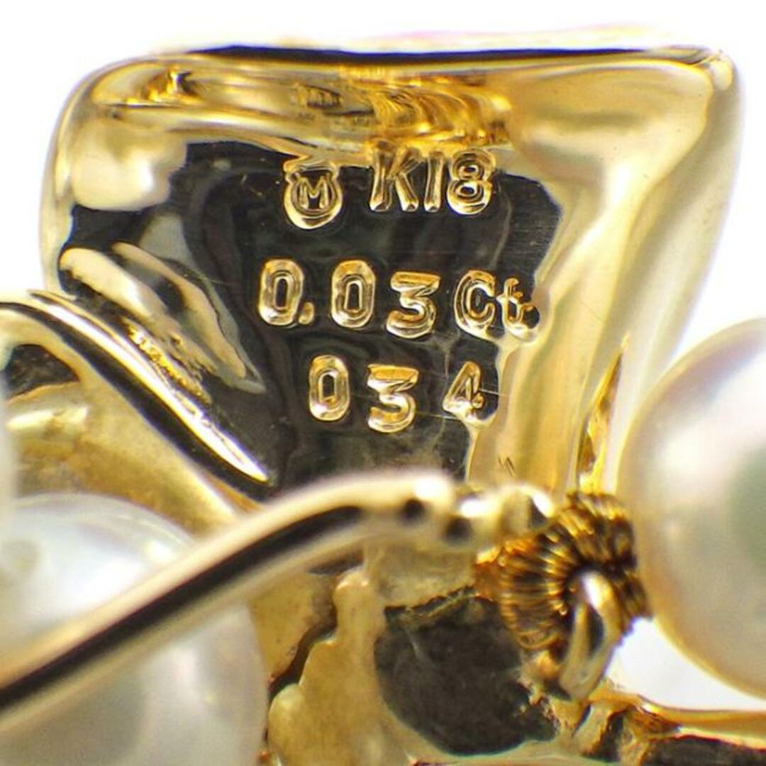ミキモト MIKIMOTO ネックレス グレースケリー コレクション ローズ フラワー 七宝焼き Mチャーム パール 5.0-5.5mm珠 2ポイント ダイヤモンド 0.03ct K18YG素材K18イエローゴールド