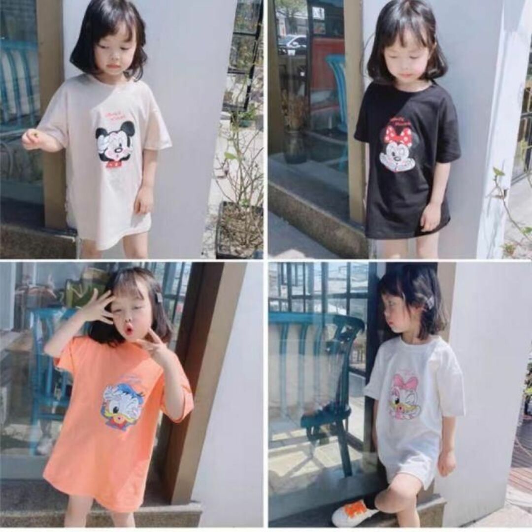 値下げ‼️新品　ディズニー　Tシャツ　ワンピース　半袖　ミニー　韓国子供 　90 キッズ/ベビー/マタニティのキッズ服女の子用(90cm~)(ワンピース)の商品写真