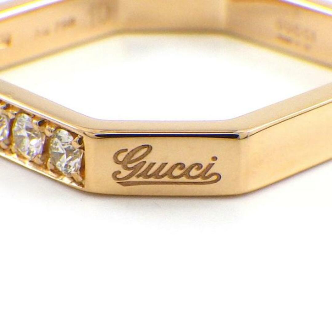 グッチ GUCCI リング オクタゴナル スクエア ロゴ 7ポイント ダイヤモンド K18PG 10号 / #10 【中古】