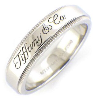 ティファニー(Tiffany & Co.)のティファニー Tiffany & Co. リング ノーツ ミルグレイン ロゴ PT950 8.5号 【中古】(リング(指輪))