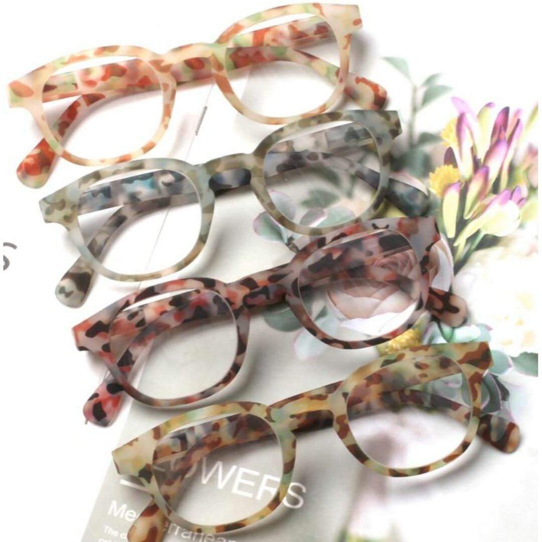 モザイク柄老眼鏡 4点セット(4色)度数0(伊達メガネ)高品質 レトロデザイン | フリマアプリ ラクマ