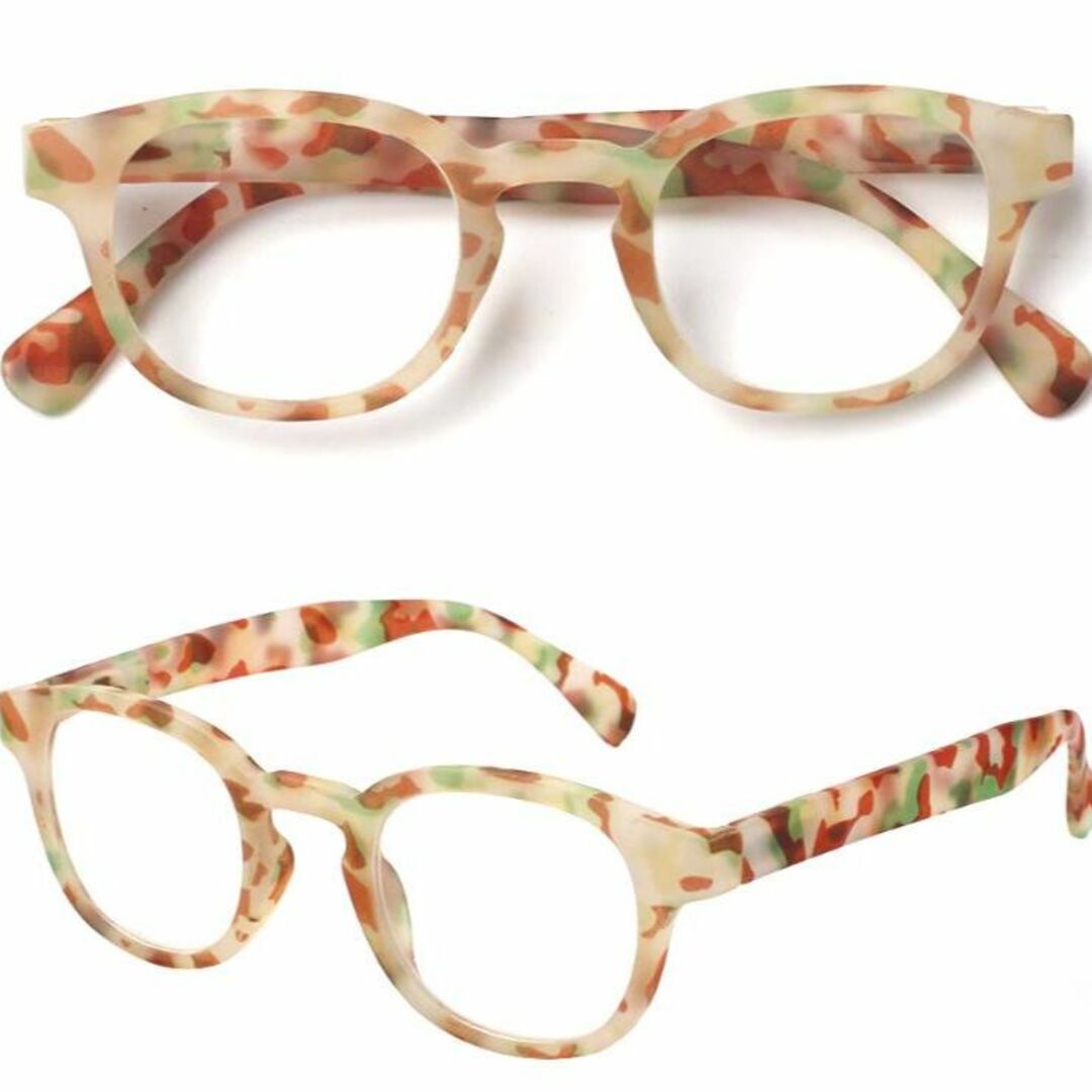 モザイク柄老眼鏡 4点セット(4色)度数0(伊達メガネ)高品質 レトロデザイン 3