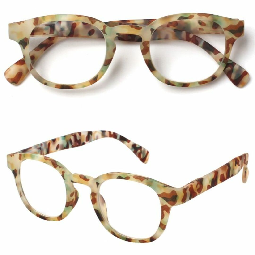 モザイク柄老眼鏡 4点セット(4色)度数0(伊達メガネ)高品質 レトロデザイン 5