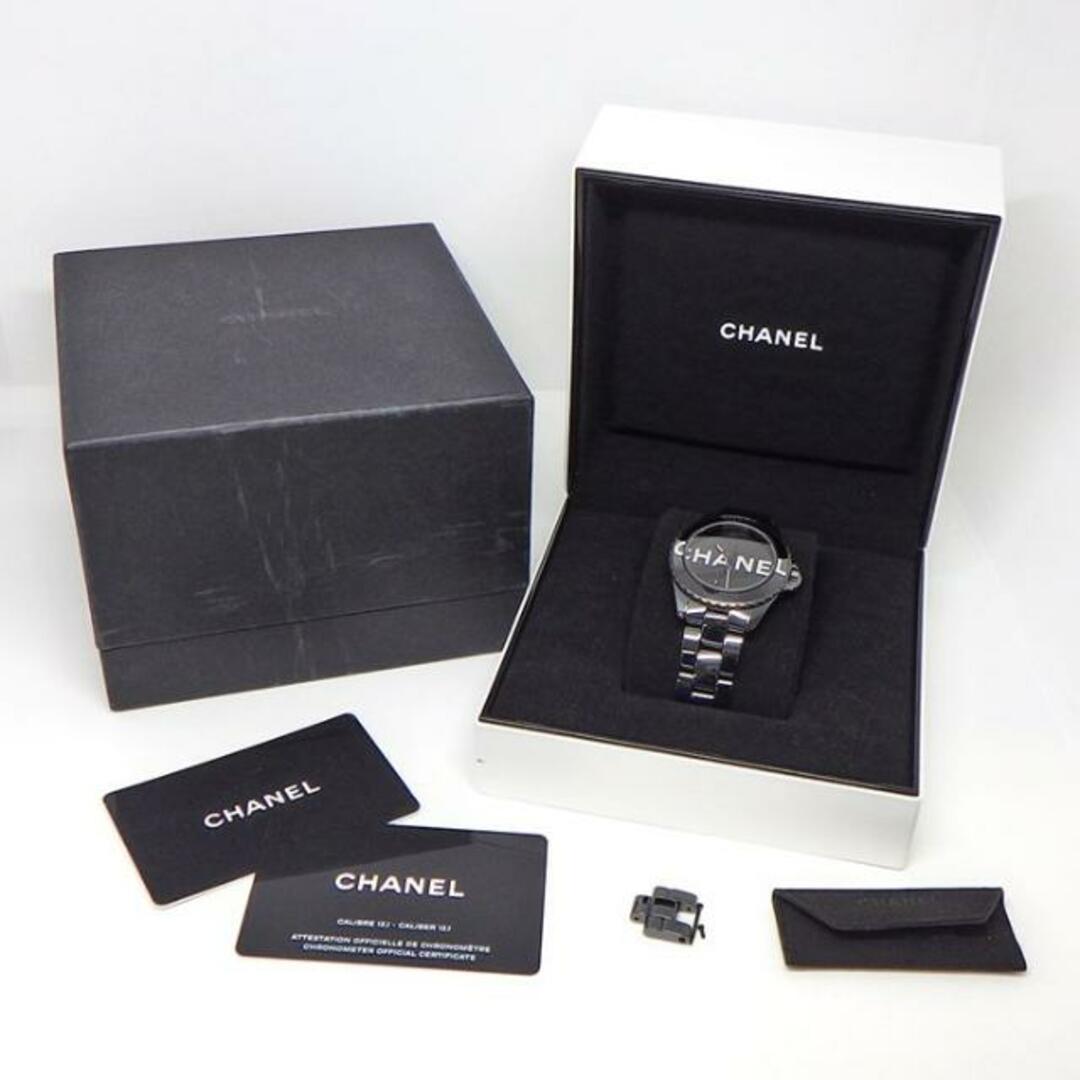 シャネル CHANEL 腕時計 J12 ウォンテッド ドゥ シャネル 38mm H7418 裏スケ ホワイト ロゴ 白 ブラック文字盤 黒 SS ラッカー セラミック 自動巻き 【箱・保付き】