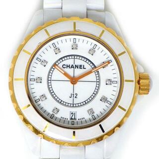 シャネル(CHANEL)のシャネル CHANEL 腕時計 J12 H2180 11ポイント ダイヤインデックス ホワイト文字盤 白 カレンダー SS ホワイト セラミック K18PG クオーツアナログ 【中古】(腕時計(アナログ))