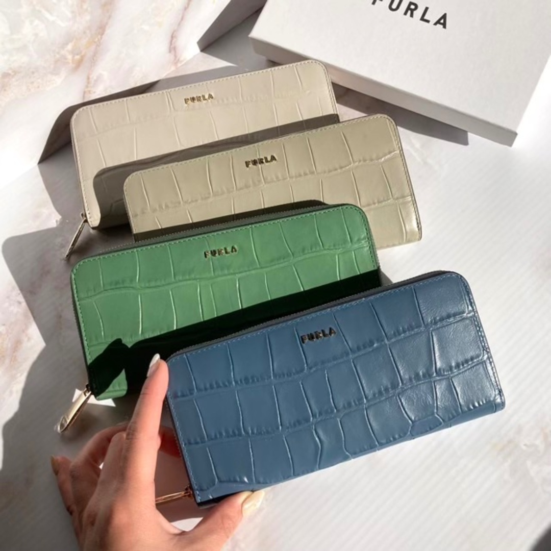 安心の定価販売】フルラ 新品 長財布 シンプル クロコダイル ラウンド