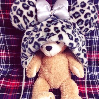 ディズニー(Disney)のTDLヒョウ柄ふわふわぼうし(ニット帽/ビーニー)