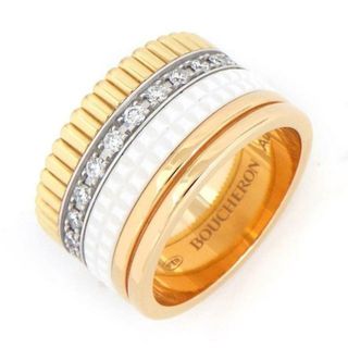 ブシュロン(BOUCHERON)のブシュロン BOUCHERON リング キャトル ホワイト ラージ JRG01599 25ポイント ダイヤモンド 0.49ct スリーカラー K18PG K18WG K18YG ホワイト セラミック 白 12号 / #52 【中古】(リング(指輪))