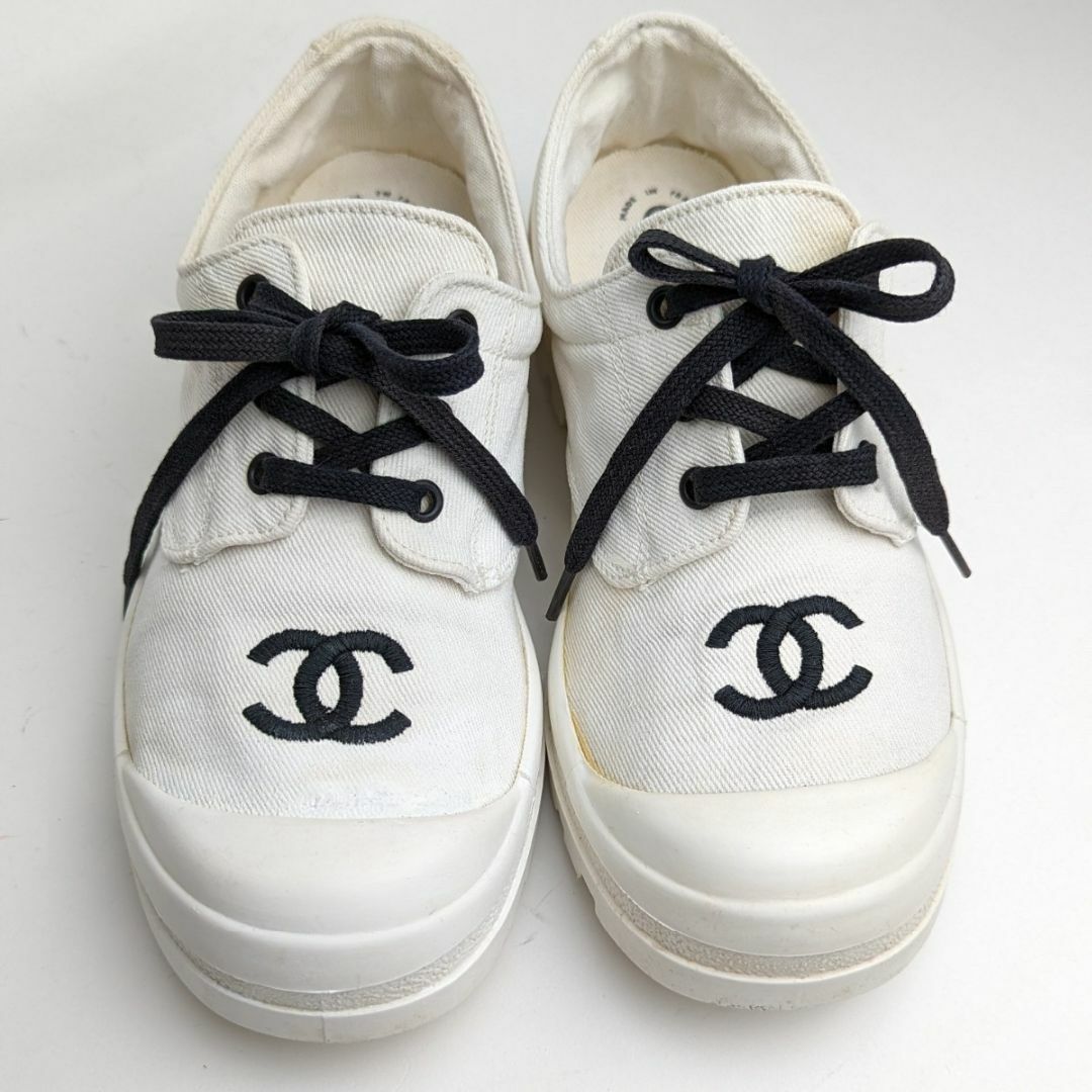 シャネル ココマーク スニーカー 36 約22.5~23 CHANEL 白