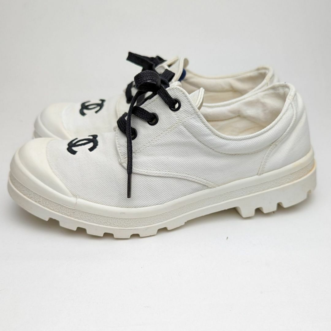 シャネル ココマーク スニーカー 36 約22.5~23 CHANEL 白