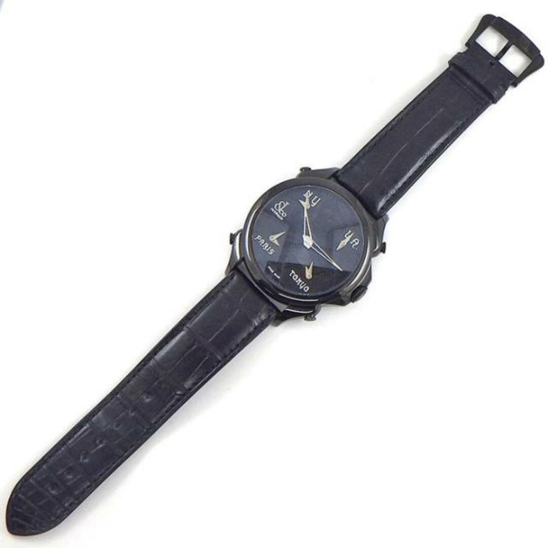 ジェイコブ JACOB ＆ Co. 腕時計 パレーシャル 100.500.11.NS.NP.1NS 5タイムゾーン GMT スカル/ブラック文字盤 黒 SS(ブラックPVD加工) ブラック クロコダイル レザーベルト クオーツアナログ