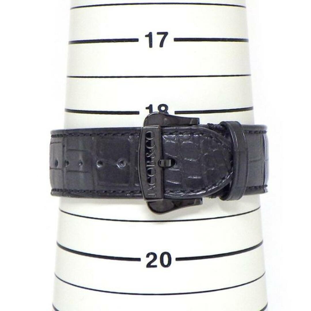 ジェイコブ JACOB ＆ Co. 腕時計 パレーシャル 100.500.11.NS.NP.1NS 5タイムゾーン GMT スカル/ブラック文字盤 黒 SS(ブラックPVD加工) ブラック クロコダイル レザーベルト クオーツアナログ