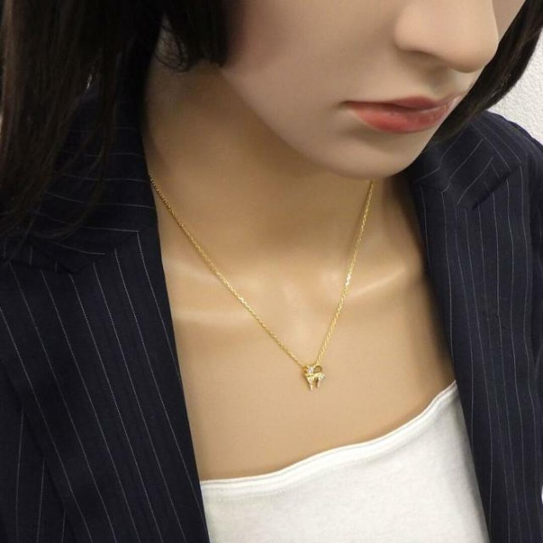 タサキ 田崎真珠 TASAKI ネックレス キャット 猫 モチーフ 9ポイント ダイヤモンド 0.24ct K18YG 【中古】