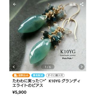 たわわに実った♡*゜K10YG グランディエライトのピアス(ピアス)