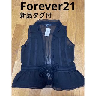 フォーエバートゥエンティーワン(FOREVER 21)の新品　未使用　タグ付　フォーエバー21 シフォン　トップス　シースルー　ベスト風(タンクトップ)