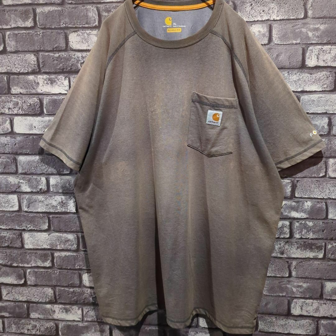 carhartt(カーハート)のCarhartt　 半袖Tシャツ　カットソー　胸ポケット　Cロゴ　輸入古着　XL メンズのトップス(Tシャツ/カットソー(半袖/袖なし))の商品写真