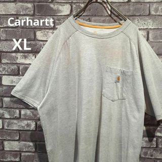 カーハート(carhartt)の古着　Carhartt ポケットTシャツ ワンポイント グレー　XL プリント(Tシャツ/カットソー(半袖/袖なし))