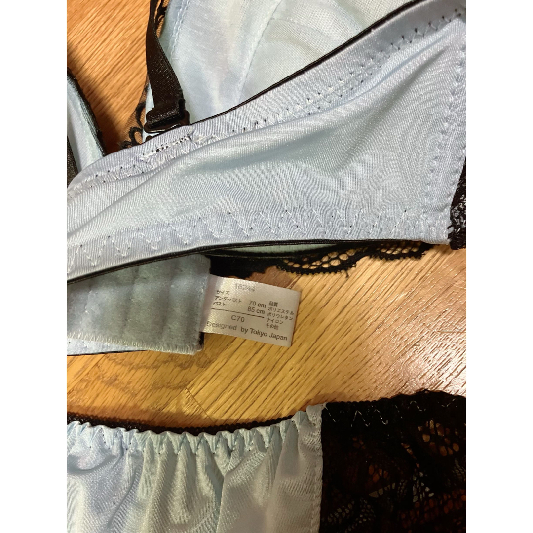 ブラジャー ショーツ ブラ&ショーツ セット C70 紐パンツ 水色 ブルー レディースの下着/アンダーウェア(ブラ&ショーツセット)の商品写真