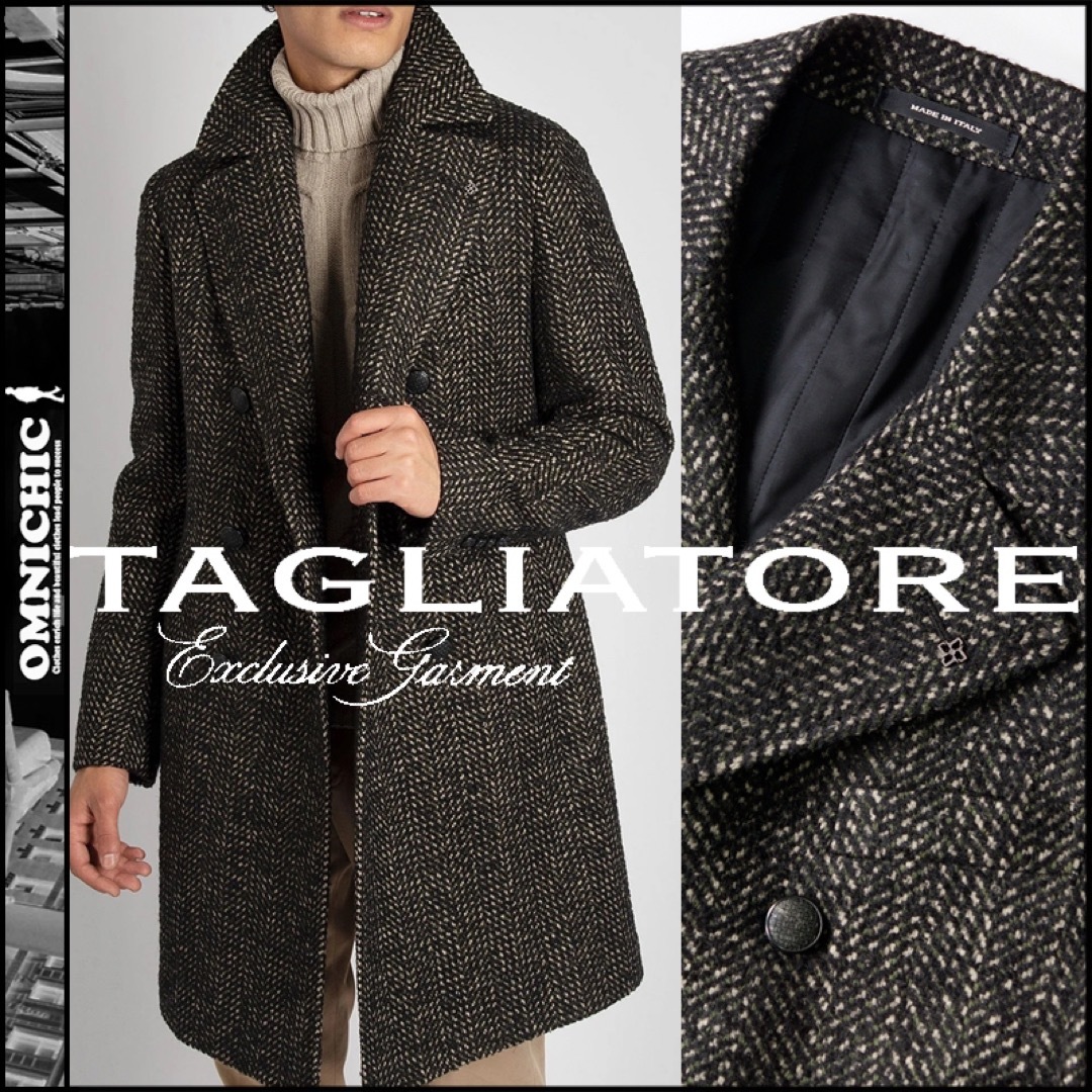 新品 22AW TAGLIATORE タリアトーレ ウールベルテッドコート48