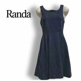 ランダ(RANDA)の【美品】Randa ランダ ワンピース ノースリーブ フレアスカート ネイビー(ひざ丈ワンピース)